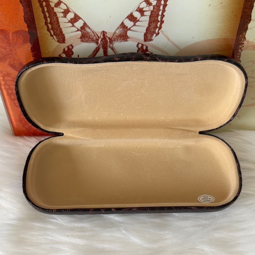 Brown Crocodile Pattern Eyeglass Case - image 2